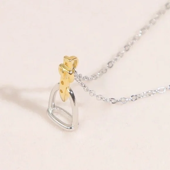 Sterling Silver Stirrup Pendant Necklace, Horse bit, Snaffle, D R… - Picture 6 of 13